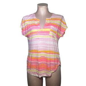Lilly Pulitzer top multi colored stripes white background with pocket. Size XS